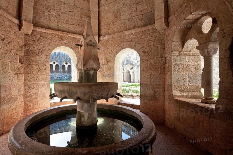 Cistercian monastery founded in 1146, well house inside facing south-west with partially reconstructed bowl well