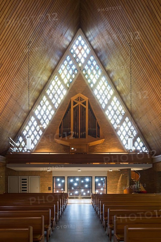 Built in 1963/64 by Josef Bieling, view of the organ with lighting, St., Sankt, Saint