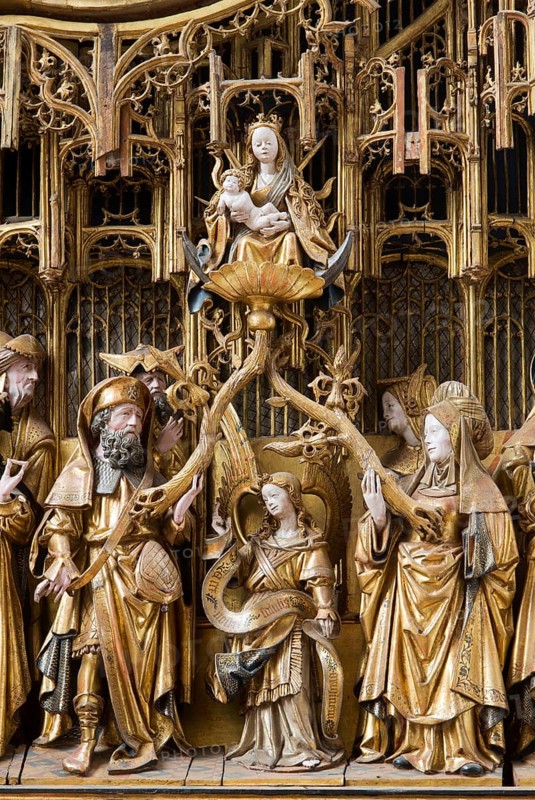 Marienretabel in the Marientidenkapelle, upper right wing: Blossom with Mother of God with child, St., Sankt, Saint