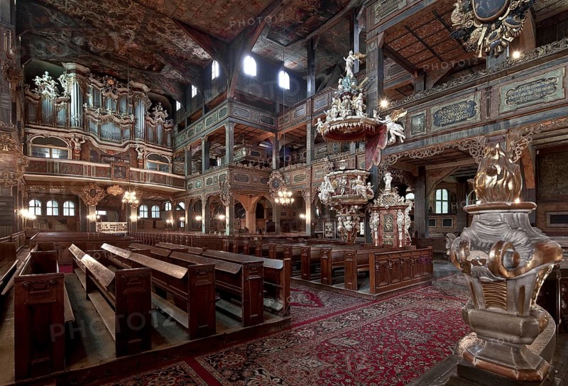 Interior facing north-west, built 1656-57, organ 1666-69 by G. Klose, pulpit 1729 by A. G. Hoffmann, St., Sankt, Saint