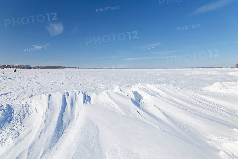 Nature, snow drift pattern on the Saint Lawrence River, Province of Quebec, Canada, North America