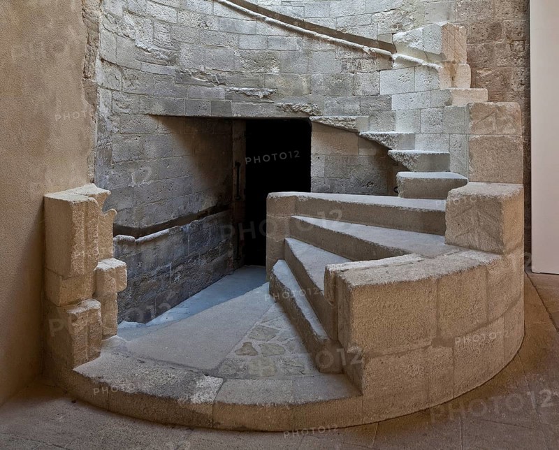 Frankr Montmajour b Arles Benedictine Abbey 59854 Remains of the spiral staircase in the chapter house