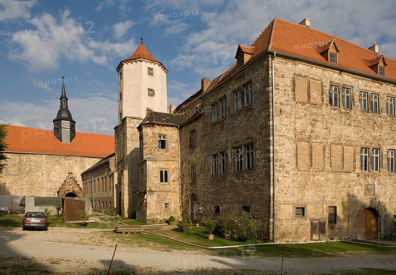 In the background former monastery church, St., Sankt, Saint