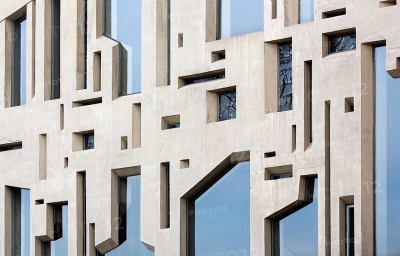 Built in 1967 by Dieter Österlen, windows in the façade, St., Sankt, Saint