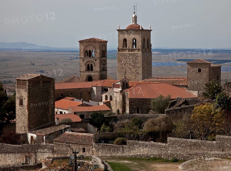 View from the castle of secular and sacred buildings second from left Tower of Santa María la Mayor