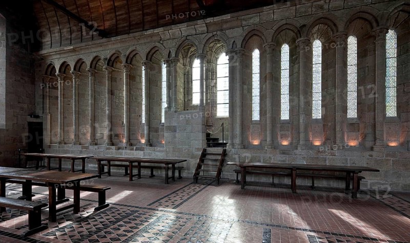 The WUNDERWERK, refectory in the east of the upper floor, built 1212-25, south wall with the lector's seat in the centre, St., Sankt, Saint