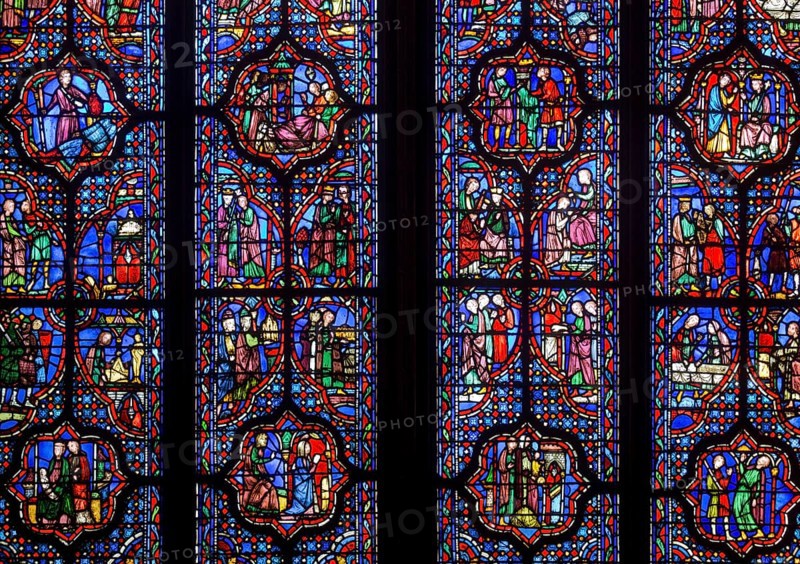 Stained glass window in the upper church, St, Saint, Saint