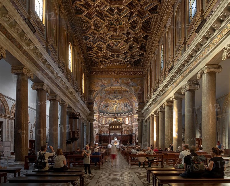 Rome, Roma, Santa Maria in Trastevere, view to the east