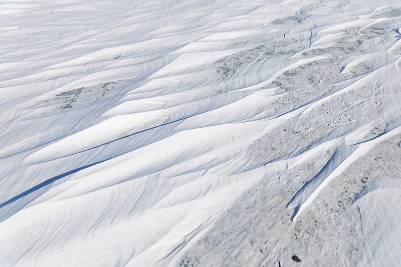 Nature, snow drift pattern on the Saint Lawrence River, Province of Quebec, Canada, North America