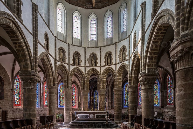 Mortain, collegiate church of St-Evroult. Interior view of the choir, St, Saint, Saint
