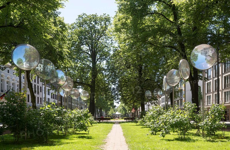 Krefeld, Ostwall, glass lenses by Adolf Luther Linsenallee from 1990