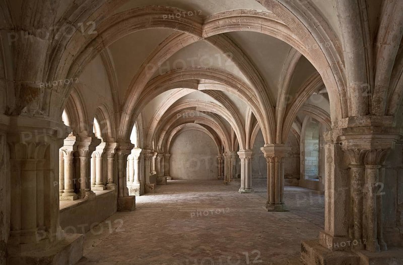 Fontenay former Cistercian monastery chapter house inside facing north, St., Saint, Saint