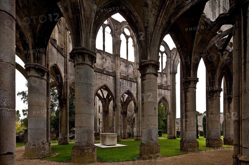 Cistercian abbey mid 13th century, church ruins, view from the northern ambulatory through the choir to the southwest, St., Sankt, Saint
