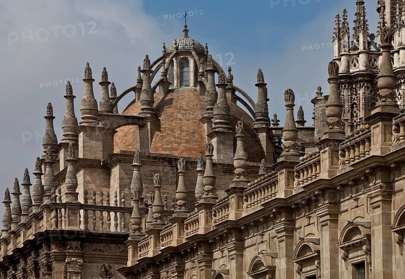 Seville, Cathedral. Roofscape with sacristy, St., Saint, Saint