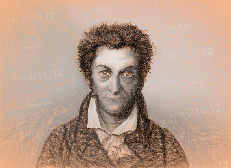 Ernst Theodor Amadeus Hoffmann, or E. T. A. Hoffmann, 1776 - 1822, German Romantic author of fantasy and horror, jurist, composer, music critic, and caricaturist, digitally edited