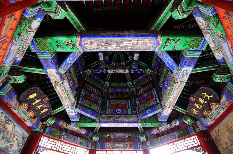 Paintings of ceilings in corridor of summer palace, Beijing, China, Asia