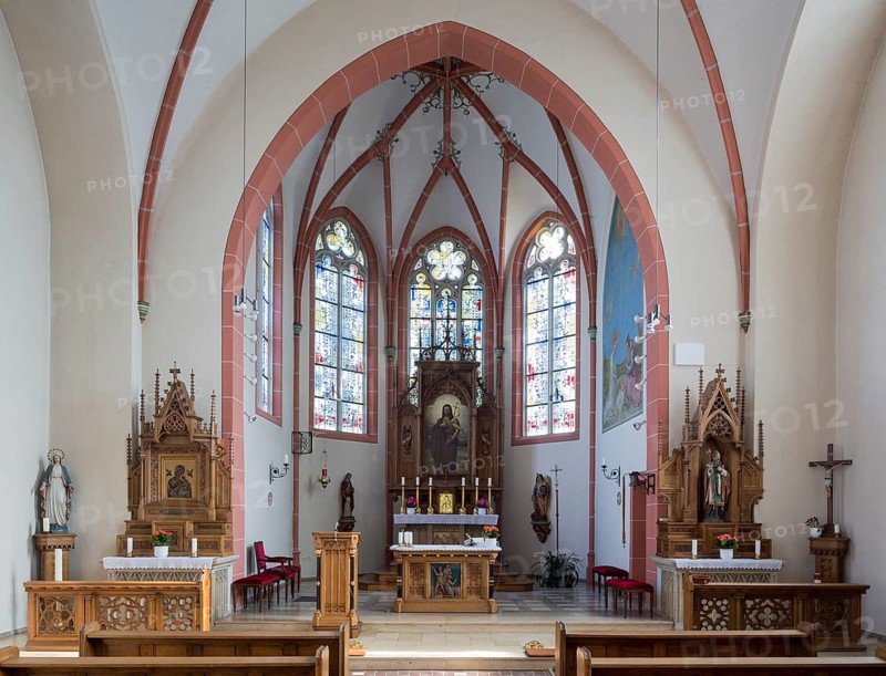 Built 1910-1913 by the Cologne cathedral architect Bernhard Hertel, view into the choir, St., Sankt, Saint