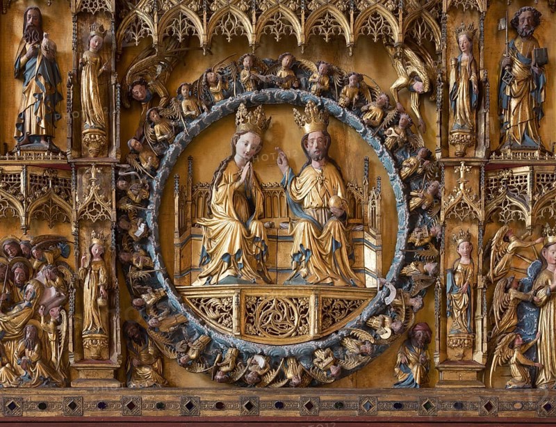 Centrepiece with crowning of the Virgin Mary, St., Saint, Saint