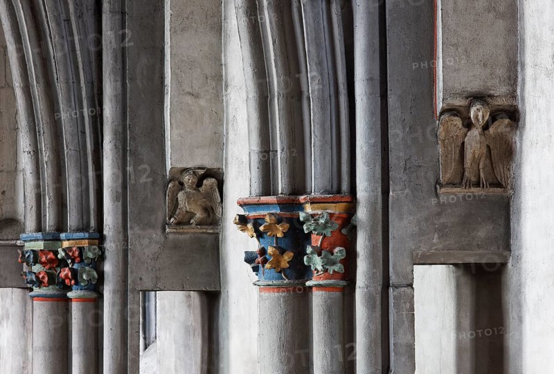 Capitals and birds above the walkway on the north side, St., Sankt, Saint
