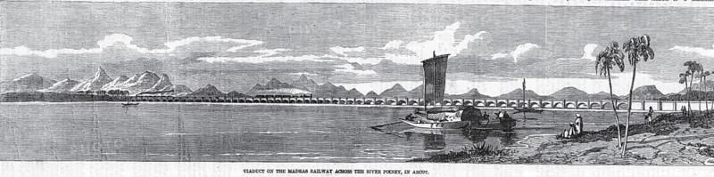 Madras View Viaduct on Madras Railway across the river Poiney in arcot, Chennai, Tamil Nadu, India, Asia