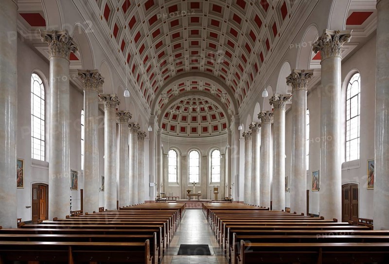 Built in 1830 by Georg Moller, rebuilt 1949-1953, view to the east, St., Sankt, Saint