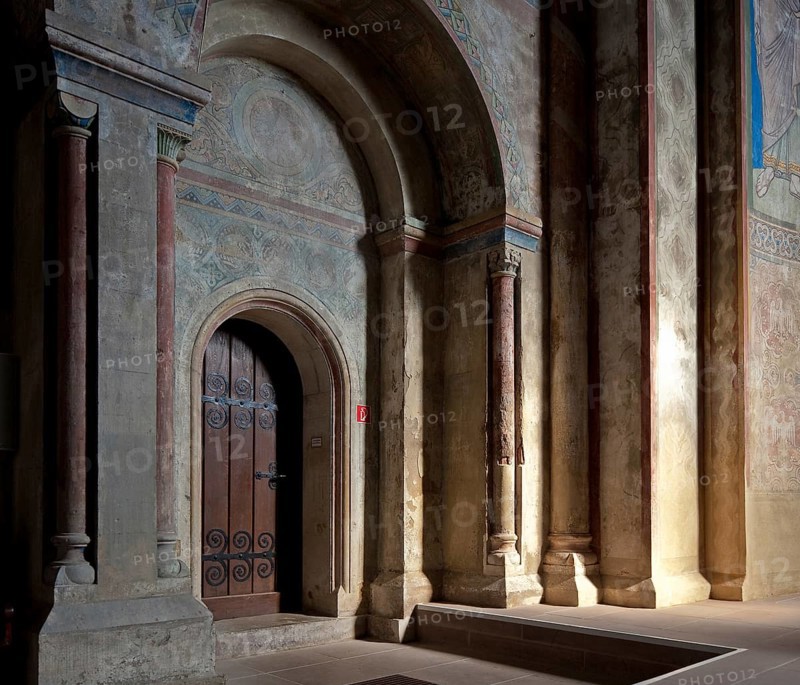 Schöningen near Helmstedt former monastery church of St Lorenz 76859 Choir interior north wall with portal to the tower staircases