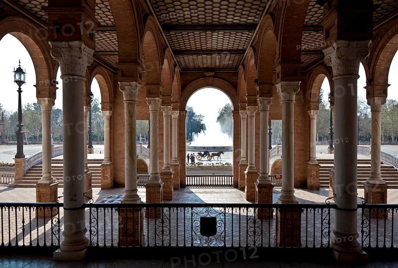 View through the portico of the centre pavilion to the southwest