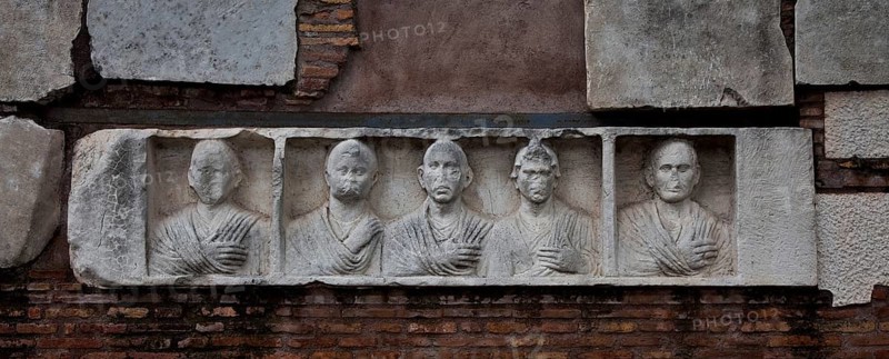 Ancient family tomb of Hilarius Fuscus, portrait reliefs