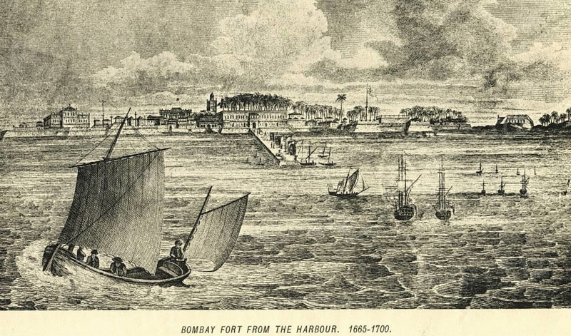 Bombay fort from the harbour 1665 1700, Bombay now Mumbai, Maharashtra, India, Asia