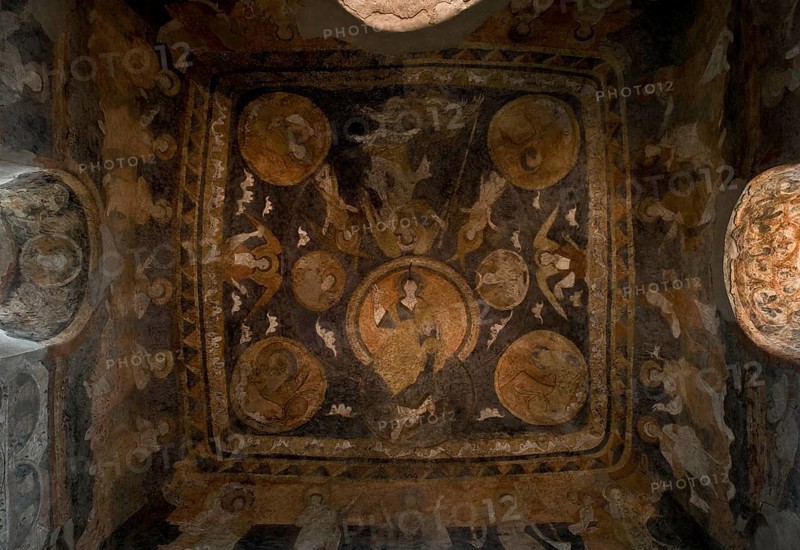 Chapel Saint-Michel, chancel vault painting, St., Saint, Saint