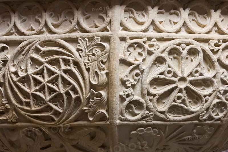 Baptismal font, detail tracery, St., Saint, Saint