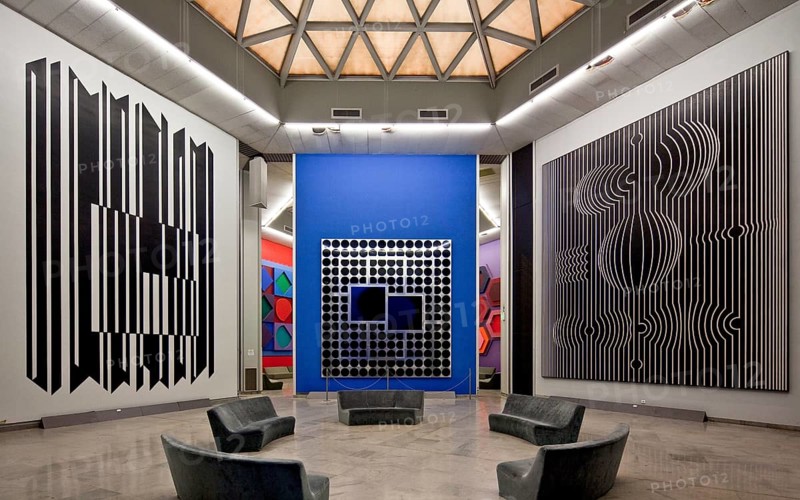 Aix en Provence, Vasarely MuseumBuilt 1973-76. op-art - wall installations around 1975 left Obj Nr 109 centre Obj Nr 107 6 m wide 8 m hoc