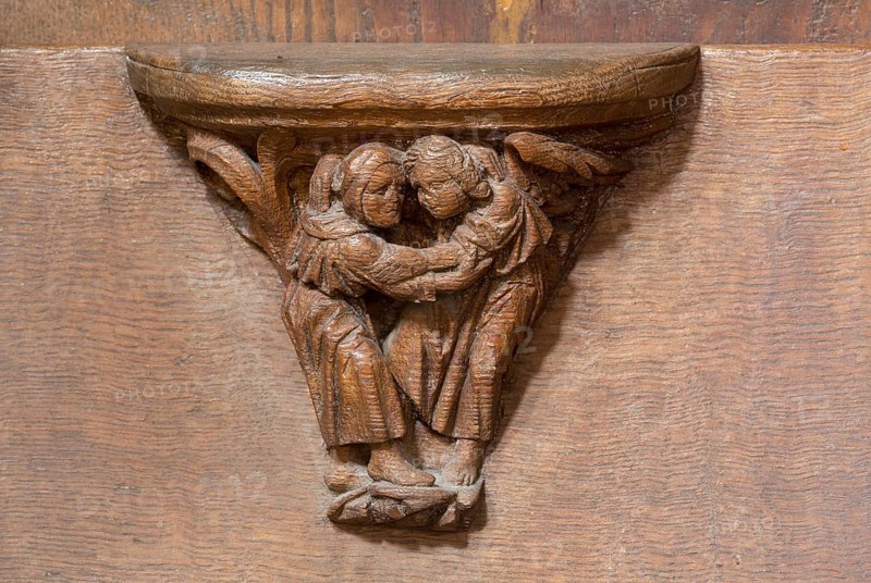 Constance, Minster, choir stalls, sculptors Heinrich Yselin and Simon Haider around 1470, Misericordia, embrace
