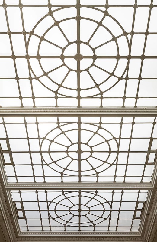 Interior rooms empty during the 2016 renovation by Winfried Brenne Architekten, large hall with skylight