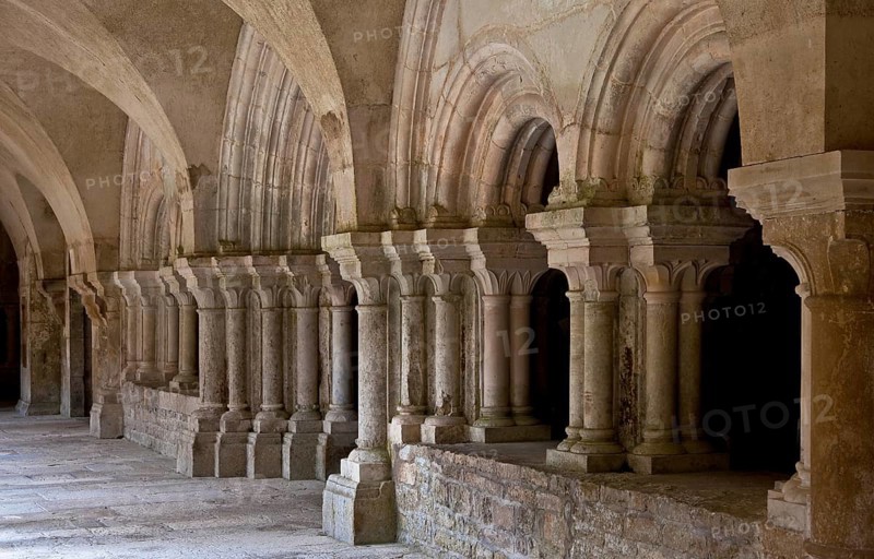 Fontenay former Cistercian monastery Cloister with entrance to the chapter house, St., Saint, Saint