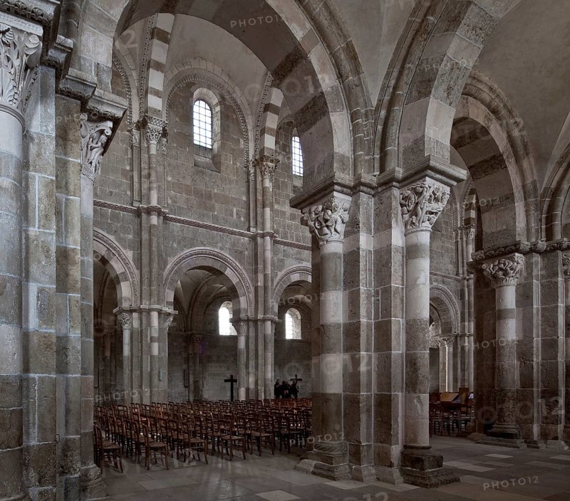 Vezelay, Basilica of Ste-Marie-Madeleine. Interior. Transverse view from the south aisle to the north-northeast, St., Saint, Saint