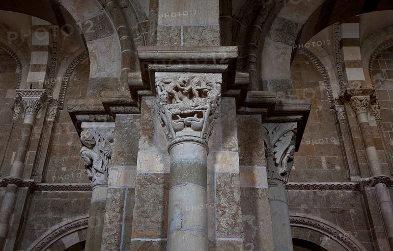 Vezelay, Basilica of Ste-Marie-Madeleine. Interior. Romanesque nave Figure capitals, St, Saint, Saint