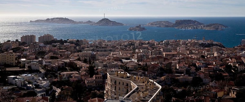 Marseille, view from the Basilique Notre-Dame-de-la-Garde to the Frioul Islands