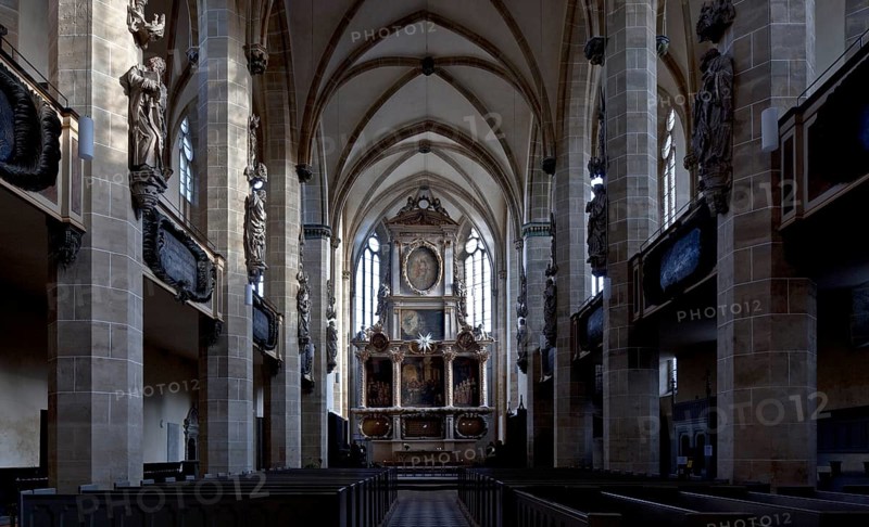 Interior facing east, former Dominican church begun in 1280, St., Sankt, Saint