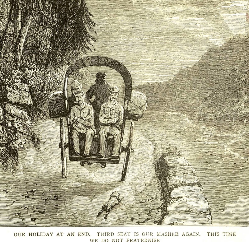 Our holiday at end, third seat is our Masher again this time we do not fraternize, the Graphic 27th March 1886