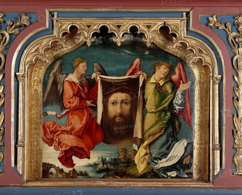 Predella of the Altarpiece of St Anne (Wolf Huber), Christ's sweat cloth 1521, St, Saint, Saint