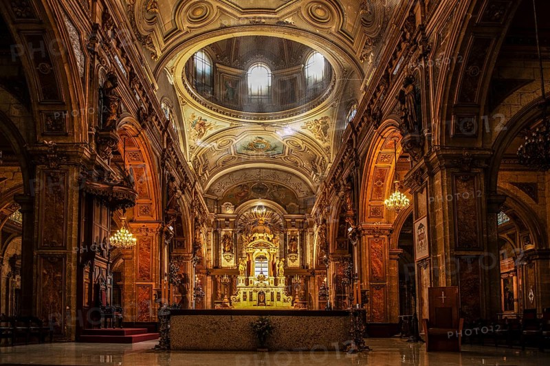 Dome of the cathedral, Plaza de Armas, Santiago de Chile, Chile, South America