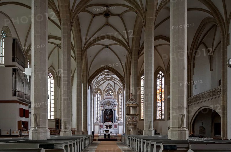 Torgau Stadtkirche St Marien 75516 Interior view to the east three-aisled hall church 13-16th century