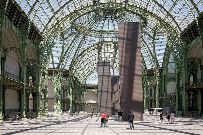 View to the north with objects by Richard Serra