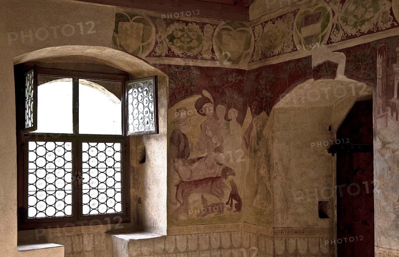Bolzano, Runkelstein Castle. Secular medieval fresco cycle. Hunting scene. 1388 - 1410