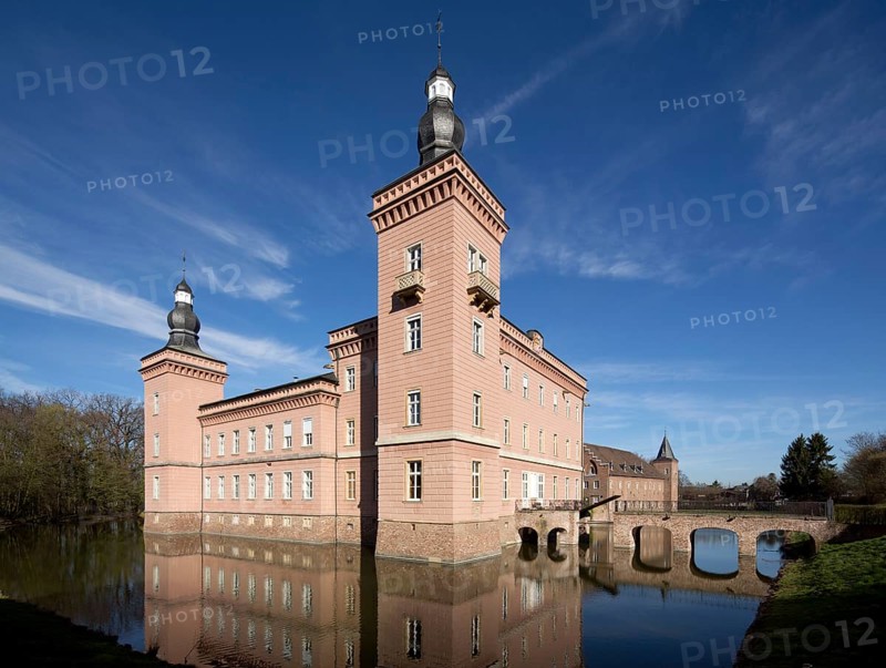 View from the south-east, the manor house on the left
