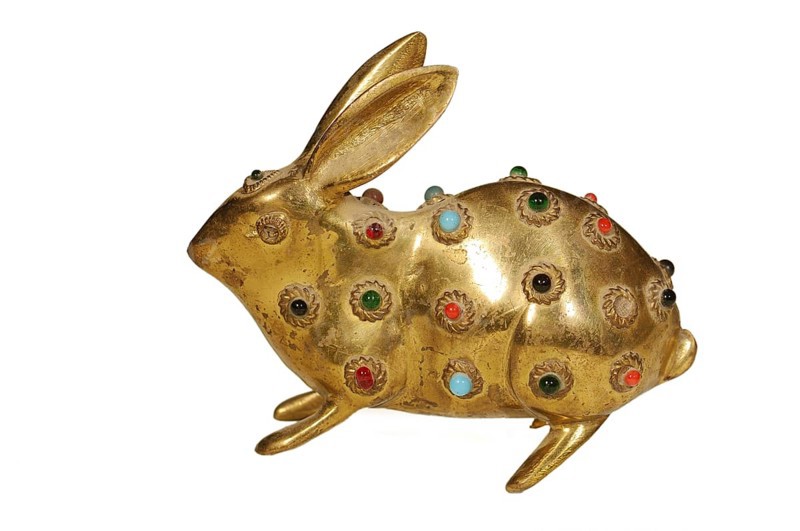 Handicraft, rabbit on white background, India, Asia