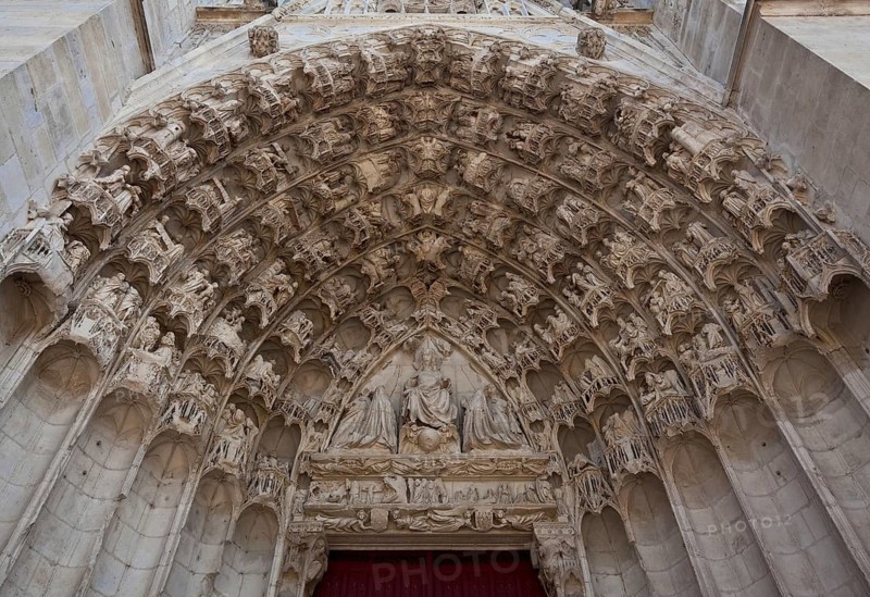 Frankr Auxerre Burgundy Cathedral St-Etienne 70231 Middle west portal so-called court portal tympanum and sculpted archivolts oblique view Auxerre, Cathedral, St., Saint, Saint