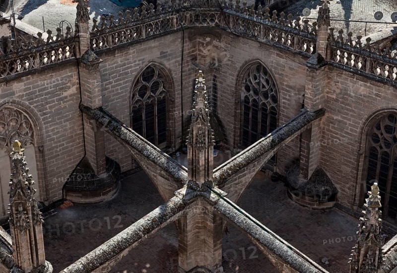 Seville, Cathedral. Roofscape with buttresses Seville, St., Saint, Saint