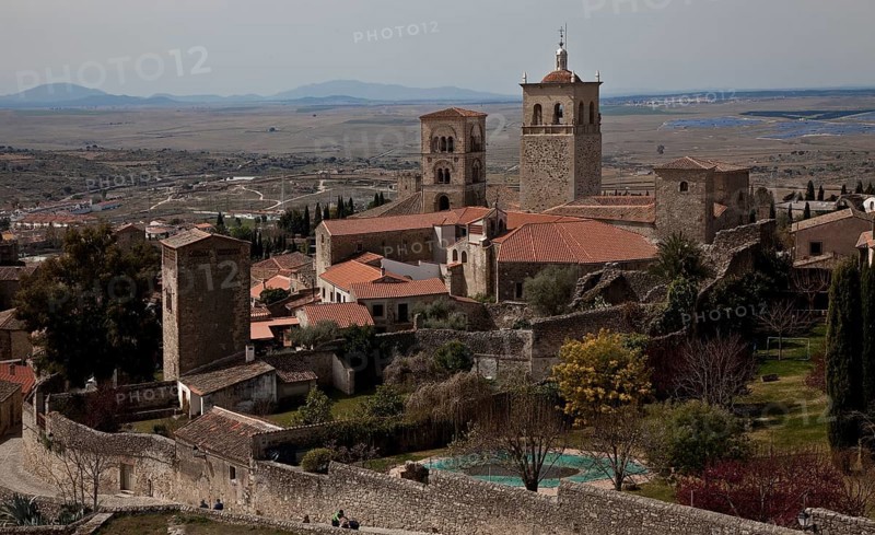 View from the castle of secular and sacred buildings second from left Tower of Santa María la Mayor